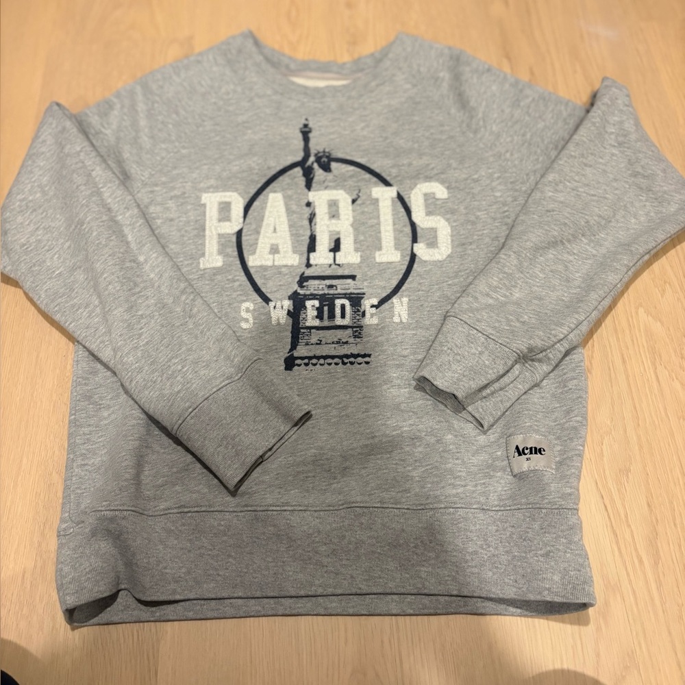 Acne Studios- Paris Graphic Crewneck Sweatshirt - Gray